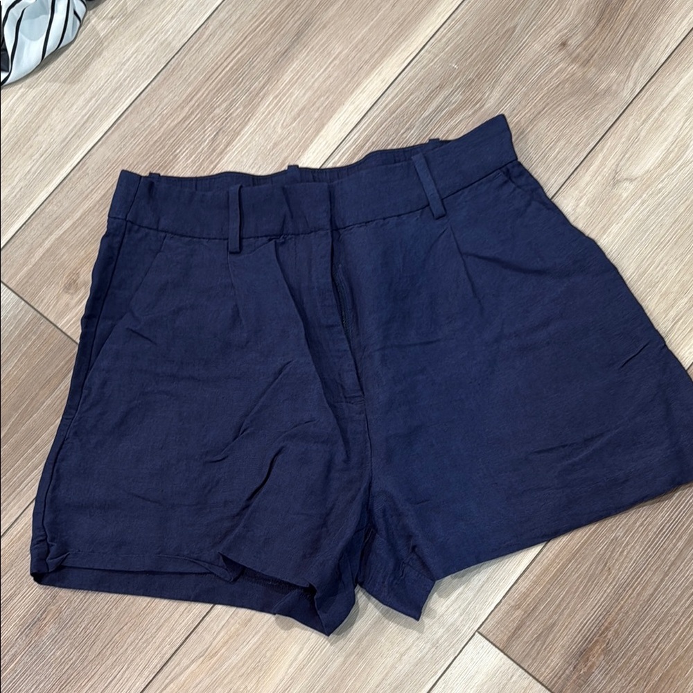 H&M High Waisted Linen Blend Shorts Sz 6